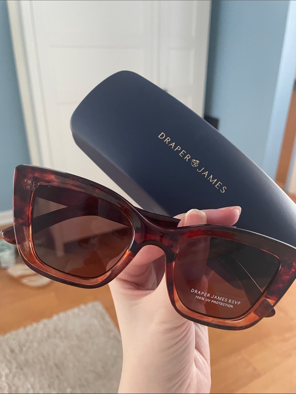 New Draper James Tortoiseshell Brown Cat-Eye Sunglasses